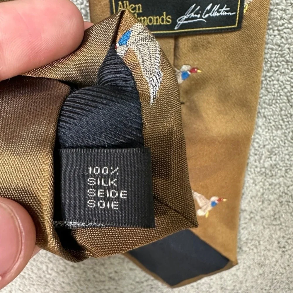 Allen Edmonds Johns Collection Silk Tie Brown Mallard Duck Pheasant Bird Germany